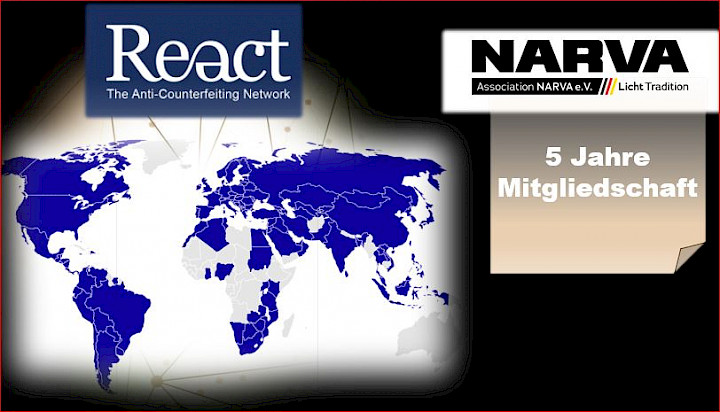 5 Jahre Mitgliedschaft bei REACT The Anti-Counterfeiting Network