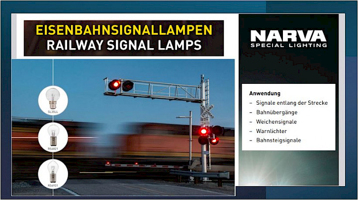 NARVA railway signal lamps - light along the rail